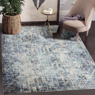 Imagem de Domitapis Tapete de área 3 × 5, tapete boho vintage, pelo baixo ultramacio, lavável, antiderrapante, resistente a manchas, tapete para sala de estar, quartos, sala de jogos, escritório, cozinha,