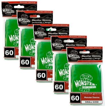Imagem de Capa protetora de monstro tamanho pequeno – Pacote com 300 acabamento brilhante com logotipo monstro – Compatível com Yugioh e outros jogos de tamanho pequeno e cartas colecionáveis – Armazenamento e
