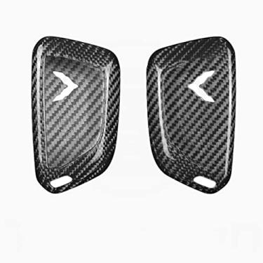 Imagem de Capa de chave de fibra de carbono real compatível com Chevrolet Corvette C8 2020 2021 2022, capa de chaveiro, capa de controle remoto para proteção de chave de carro (preto)