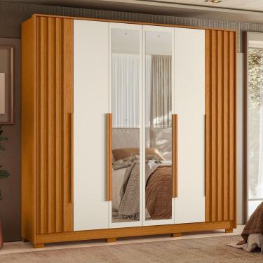 Imagem de Guarda Roupa Casal 06 Portas com Espelho Deville Cinamomo/Off White