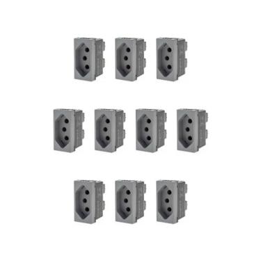 Imagem de Kit 10 Modulos Tomada 20A Cinza Borne 615060CZ+ Pial Plus+ - Legrand