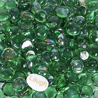 Imagem de Ausluru Contas de Vidro de Fogo de 11 Libras, Mármores de Vidro Plano para Fogueira Ao Ar Livre e Lareira, Pedras Preciosas de Vidro para Enchimento de Vasos, Aquários, Plantas Hid (11 Libras, Verde)