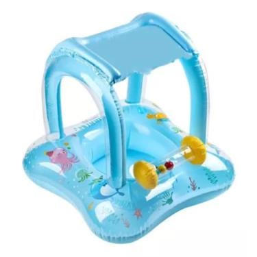 Imagem de Boia Infantil Inflável Com Cobertura Baby Float Para Piscina (Azul)