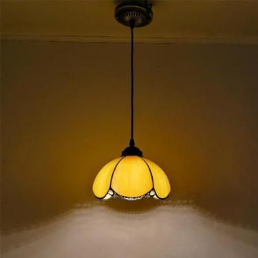 Imagem de Candelabro de vidro colorido europeu Lâmpada pendente criativa vintage Casa Restaurante Bar Hotel Corredor Quarto Cabeça de cama Lâmpada pendente (N D20CM)