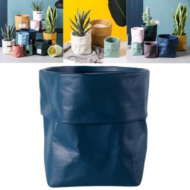 Imagem de Boxonly Vaso de plantas de interior, vaso de cerâmica de 16,7 cm (grande) com orifício de drenagem e almofada de malha – Vaso de flores decorativo moderno com pires anexados, perfeito para casa e