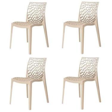 Imagem de Kit 4 Cadeiras Empilhável Inmetro Gruvyer Fratini Polipropileno Fendi 