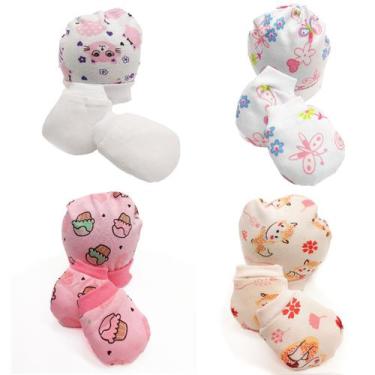 Imagem de Luva e Touca Bebe 2 Kit Estampas Sortidas Menina Inverno 100 algodão s