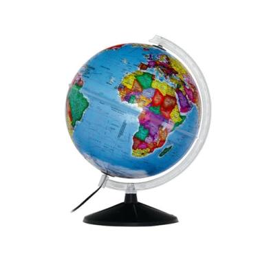 Imagem de Globo Terrestre Prisma Pol?tico 30cm de di?metro Iluminado com LED BRANCO - BASE CROMADA