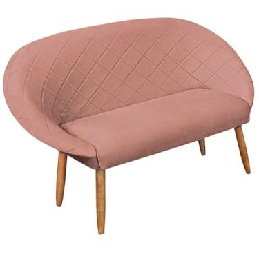 Imagem de Namoradeira Sofá 2 lugares para sala de estar recepção Escritório Sala de espera resistente Confortável pés de madeira resistente MOBLAN decor (ROSA)