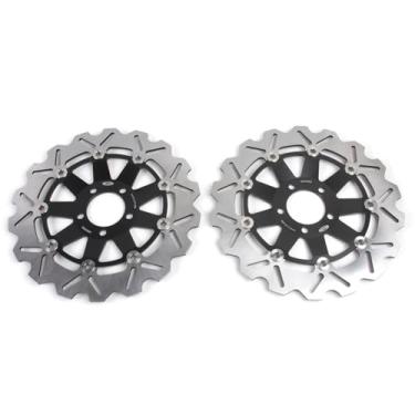 Imagem de 1 par de discos de freio dianteiros flutuantes compatíveis com Kawasaki ZEPHYR 750 1991-1999, ZR7 1999-2003, GPZ900R 1990-2003, GTR1000 1994-2006, Z1000 2003-2006, Peças pretas para acessórios de