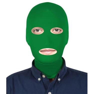 Imagem de Aniler Men's and Women's Open Eyes and Mouth Full Cover Stretchy Mask Halloween Part Cosplay Zentai Mask (Green, One Size)