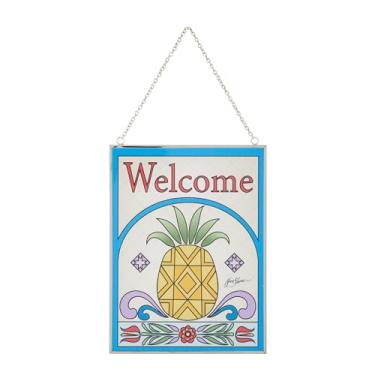 Imagem de Enesco Jim Shore Heartwood Creek Welcome Abacaxi Suncatcher - Feito à mão de cobre e vidro para pendurar na janela, decorativo, pintado à mão, apanhador de sol, decoração de casa, 18 cm