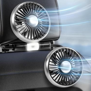 Imagem de Dealswin Ventilador de carro para crianças no banco traseiro, ventilador de assento de carro de cabeça dupla atualizado 2025 com luzes LED, ventilador de resfriamento de carro durável rotativo de 3