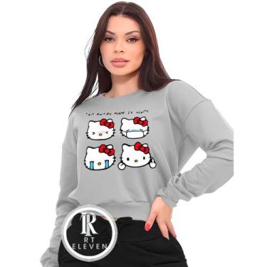 Imagem de Moletom Feminino Hello Kity Modelo Gola Careca Blusa de frio Linha Pre