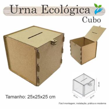 Imagem de Urna ECOLÓGICA Sorteio Caixa Sugestões Cubo 25 Cm X 25 MDF - INDÚSTRIA
