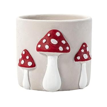 Imagem de Napco Imports Vaso de ervas suculentas para ambientes internos e externos, 15 cm, cogumelos concretos