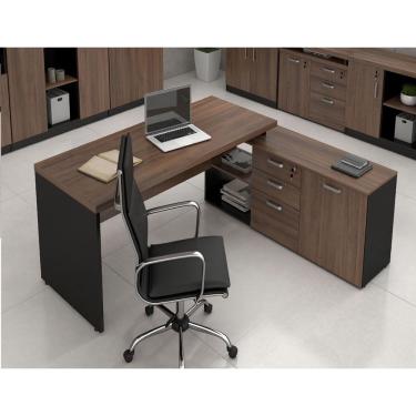 Imagem de Mesa Diretor em L Web40 1,90 X 1,60m c/ Armário Ameixa/Preto
