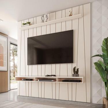 Imagem de Painel Ripado Horizon Para TV Até 75 Polegadas Com Nicho 225cm Off White