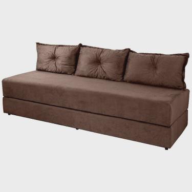 Imagem de Sofanete Bicama Casal 3 Lugares Suede Marrom- Mega