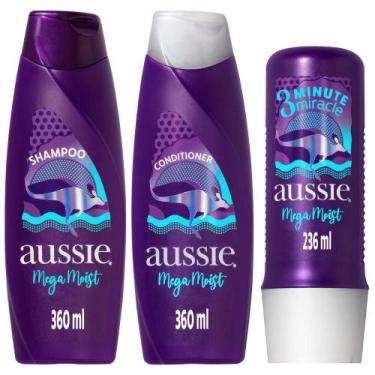 Imagem de Kit Shampoo + Condicionador Aussie Mega Moist 3 Minute Miracle