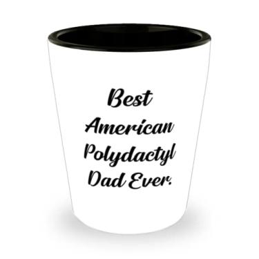 Imagem de Best American Polydactyl Dad Ever Vidro de tiro, presente de gato de polidátil americano de amigos, copo de cerâmica agradável para gato pai