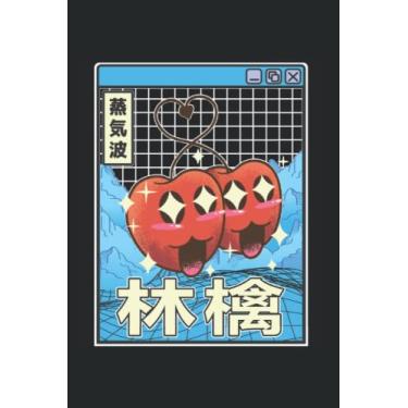 Imagem de Happy Apples Digital Japan Style 80s Otaku Anime Vaporwave: Funny Japan Vaporwave Notebook/Journal | 120 Pages | Graph Paper | 6x9 Inches | Matte