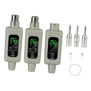 Imagem de YIJU Kit de de microfones sem fio Kit de 2,4 GHz Transmissor de microfone e kit de receptor Profissional Adaptador de microfone XLR Conjunto para, Cinza, 1 Por 2