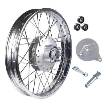 Imagem de Roda Traseira Raio 4mm Fan 125 09 Á 22 + Espelho/Rolamentos/Eixo Patim/Braço de Freio