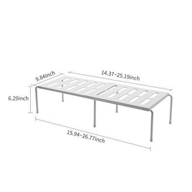 Imagem de Plataforma de gabinete Expansível empilhável Armário de cozinha Organizador de armazenamento de caixa de armazenamento Organizador de cozinha Organizador de cozinha para louça de (Branco)