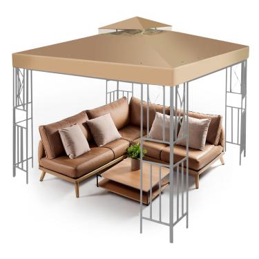 Imagem de Flexzion Capa impermeável de substituição para tenda de 3,6 m x 3,6 m (3,6 m x 3,6 m) - Cobertura de cobertura de cobertura de cobertura de tenda para área externa - Capa UV30 de camada dupla para