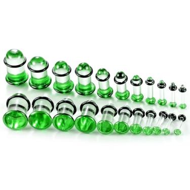 Imagem de Twolobes 6 pares/5 pares/3 pares de kits de alongamento de vidro único alargador cônico curto com anéis de vedação de borracha, alargadores de orelha tamanho completo 14G-00G, alargadores de túneis,