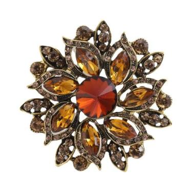 Imagem de Broches Grandes de Flores com Strass - 8 Cores - Acessórios de Festa L