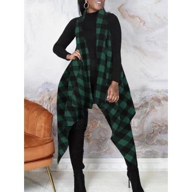 Imagem de Camisa Xadrez Listrada Plus Size Feminina (XL-5XL) - Estilo Streetwear