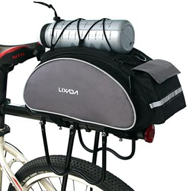 Imagem de Lixada Bolsa para bagageiro de bicicleta, 13 L, bolsa multifuncional traseira para bicicleta, para suporte posterior ao selim, Preto