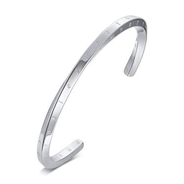 Imagem de VNOX Bracelete nórdico viking nórdico 24 runas para homens pulseira móvel com punho torcido, bracelete talismã pagão
