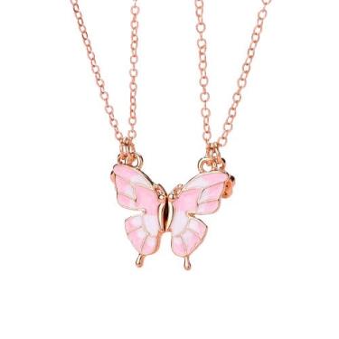 Imagem de HWJQ Colar de borboleta BFF para 2 colares de borboleta combinando com pingente de animal, borboletas, melhores amigos, gargantilha para mulheres e homens, joias da amizade, Middle, Zinco, Sem Pedra