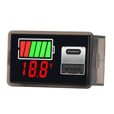 Imagem de Carrinho de Golfe Battery Meter Versátil Battery Monitor LED Backlit Display Reforçada Segurança Memória Função Ampla Gama de Aplicações Portas USB e TIPO C (luz de fundo azul)