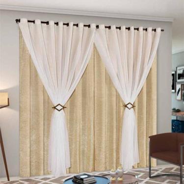 Imagem de Cortina Cetim Voil Cecília 4,00x2,50 - Paulo Cezar Enxovais,  Dourado