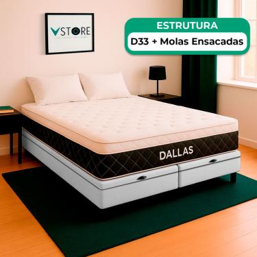 Imagem de Cama Box Baú Queen e Colchão Dallas Molas V-Store