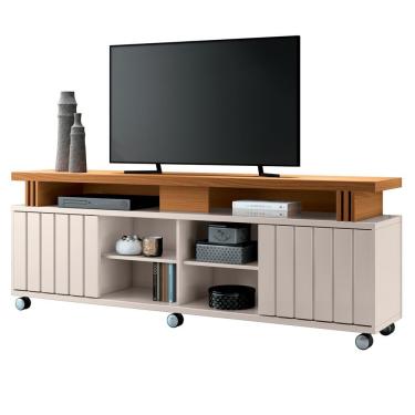 Imagem de Rack Para Sala Bancada De Tv 70 Pol. 180cm Briz H01 Off White-cinamomo - Mpozenato