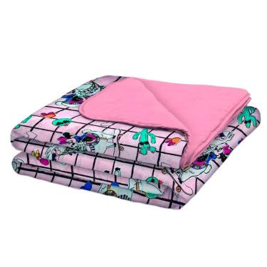 Imagem de Edredom Portallar Solteiro Malha Misto 70% Algodão E 30% Poliéster Disney Minnie Lhama 1,50mx2,20m Rosa Prisma