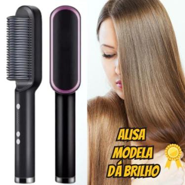 Imagem de Pente Escova Alisadora De Cabelo 3 em1 Elétrica Anion Hair  Sleek Gold