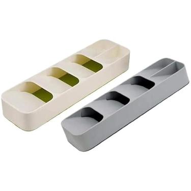 Imagem de Porta Talheres Gaveta Organizador Separador Cozinha Colher Garfo Faca Divisoria Pratico Casa(TALHER BRANCO)