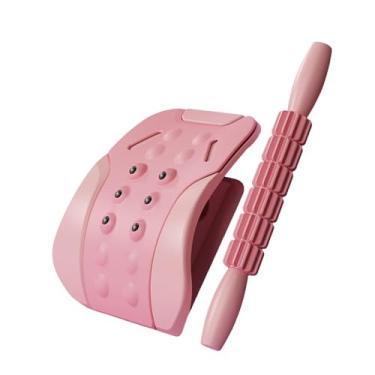 Imagem de Zialofi Maca de costas e pescoço com rolo de massagem, dispositivo de descompressão espinhal confortável, Rosa