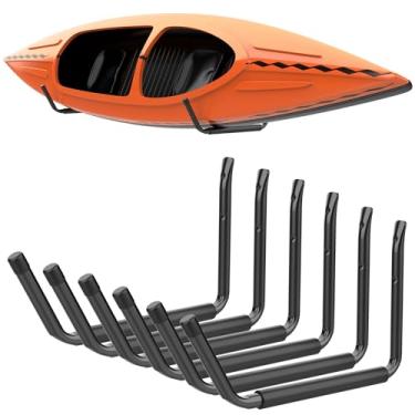 Imagem de TORACK Suporte de armazenamento de caiaque, suporte de parede para garagem, ambientes internos/externos, suportes leves de caiaques para pranchas de surf, esquis, snowboard, pranchas de remo (pacote