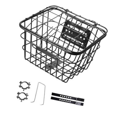 Imagem de kowaku Cesta frontal para bicicleta de montanha infantil, grande capacidade, acessórios resistentes, cesta frontal para piqueniques, camping e ciclismo, Ferro, 27.5 Cm X 22.8 Cm X