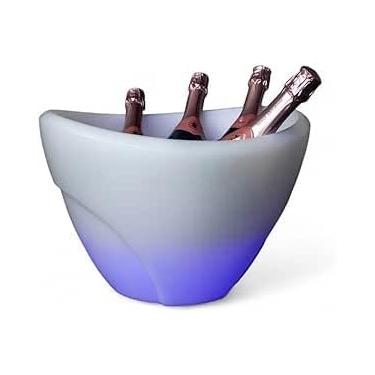 Imagem de Champanheira com LED Balde de Gelo Para 4 Garrafas 13L Parede Dupla Branca