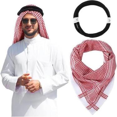 Imagem de Lenço de cabeça XGOPTS Arab Keffiyeh Muslim Head Wrap para homens