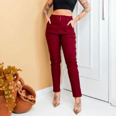 Imagem de Calça Bengaline Moda Feminina Com Bolsos Social 40 Até 52  - Bucci Bou