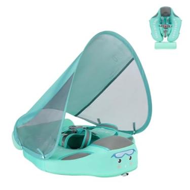 Imagem de Upgread Mambobaby Float, Baby Floats with Canopy for Waist Swimming Ring Non-Inflatable Pool Floats with Adjustable Safety Strap &Upgrade Add Tail for Infant Toddler 3-24 Months (Green)